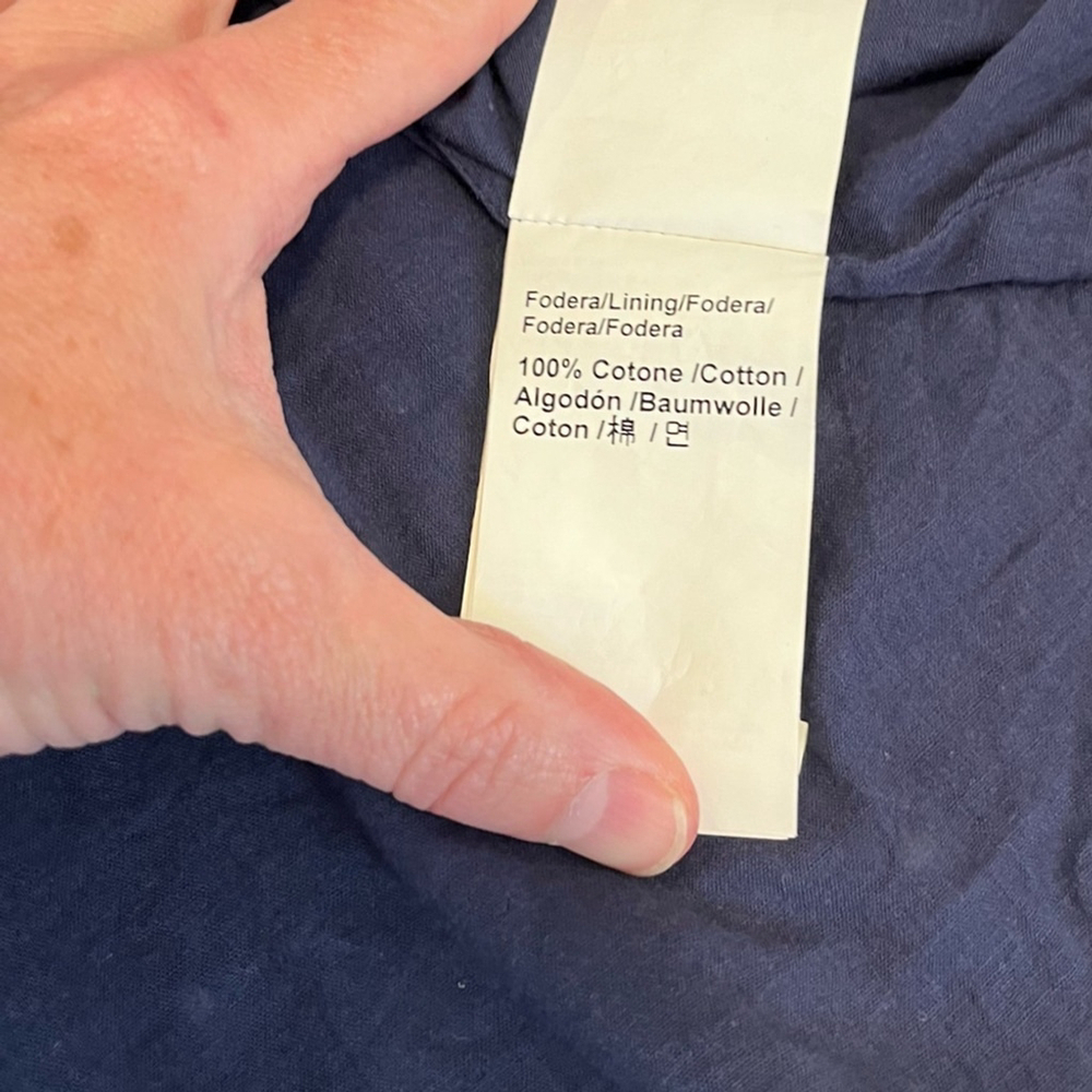 GUESS Retro Halter Midi Dress Navy Cotton With Cream Crochet and Embroidery Trim - Picture 9 of 12